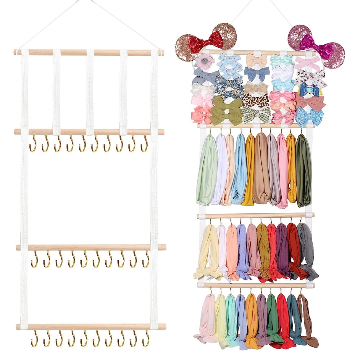 HASTHIP Metal Wall Hanging Headband Holder, Hair Clips Baby Headbands Organizer, 4 Layers Headwear Storage Hair Accessories Displaying Rack Decor For Women Nursery Toddler Girls Room, Hanging Shelves HASTHIP Metal Wall Hanging Headband Holder, Hair Clips Baby Headbands Organizer, 4 Layers Headwear Storage Hair Accessories Displaying Rack Decor For Women Nursery Toddler Girls Room, Hanging Shelves